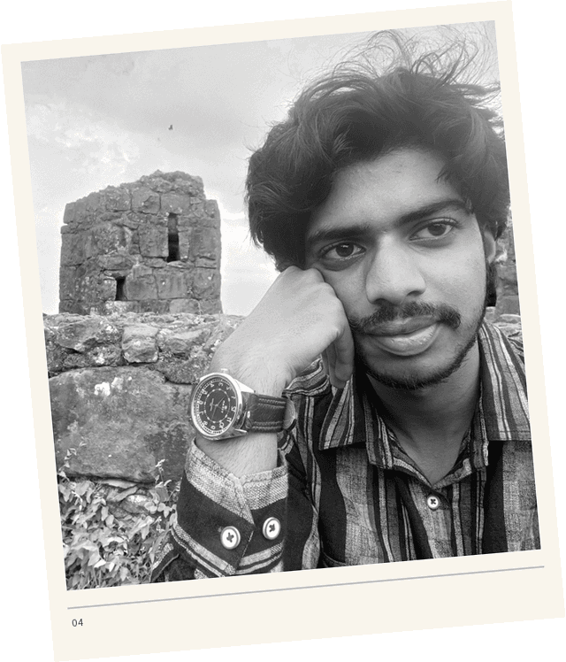 Parth Mahadik at heritage fort bastion